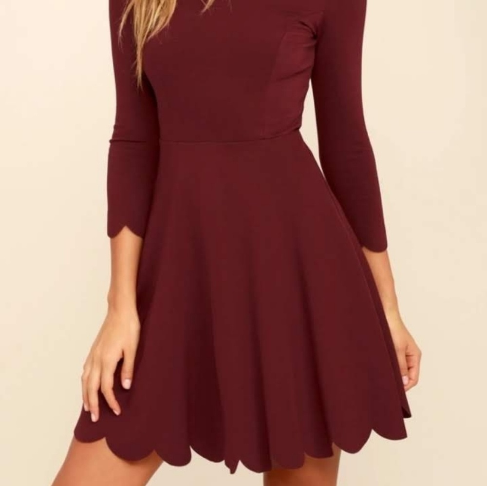 LuLu's Burgundy Skater Dress Size Small Valentines